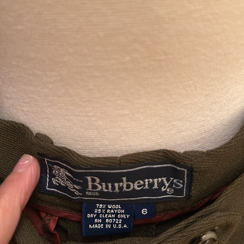 Burberrys Vintage Olive Green Wool Blend Pant Suit 6-10 - Picture 13 of 16